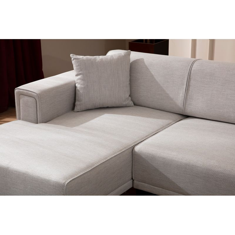 Casa si Gradina - Mobilier - Canapele si coltare - Coltare - Coltar extensibil, Hanah Home, lemn fag si pal, ecru, 140x250 cm - Infinity.ro