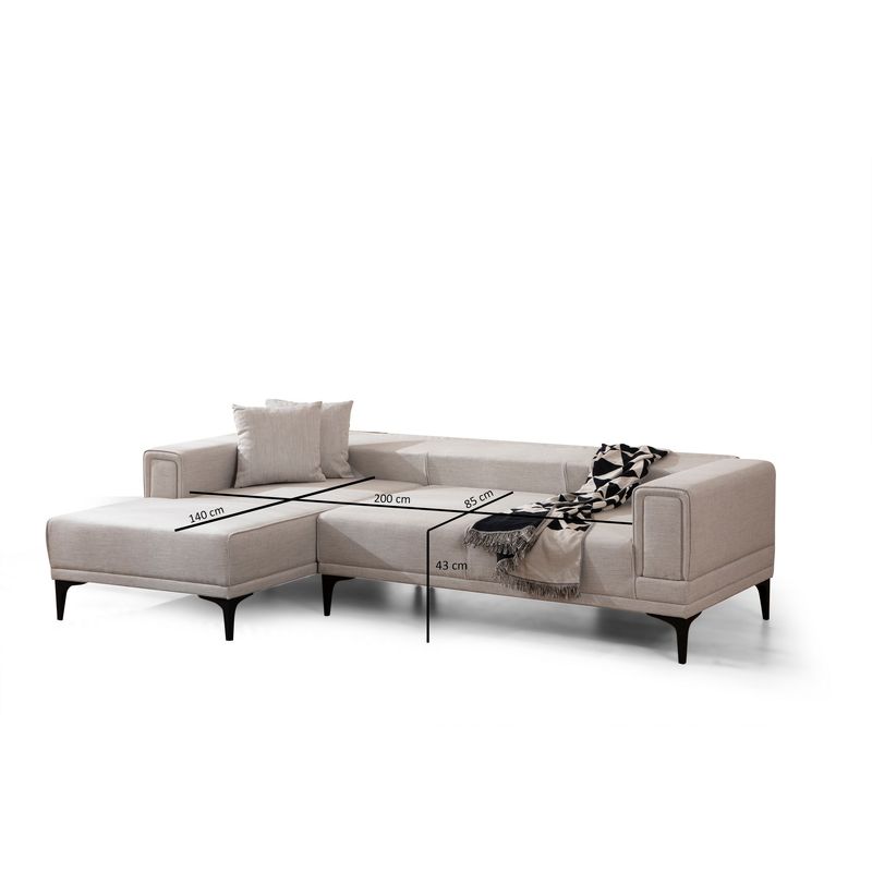 Casa si Gradina - Mobilier - Canapele si coltare - Coltare - Coltar extensibil, Hanah Home, lemn fag si pal, ecru, 140x250 cm - Infinity.ro