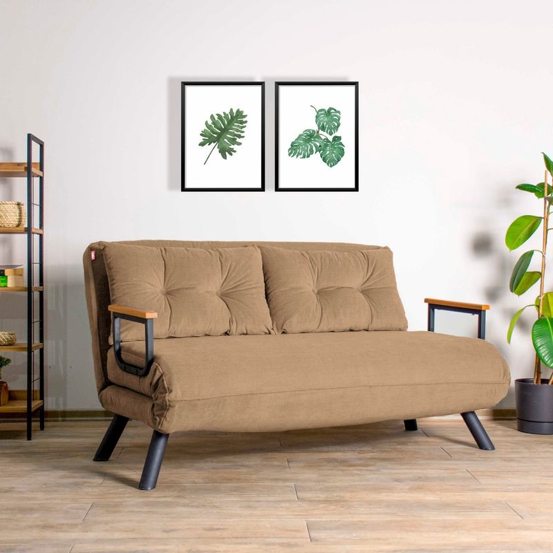 Casa si Gradina - Mobilier - Canapele si coltare - Canapele - Canapea extensibila, Atelier Del Sofa, metal, poliester, maro deschis, 175x133 cm - Infinity.ro
