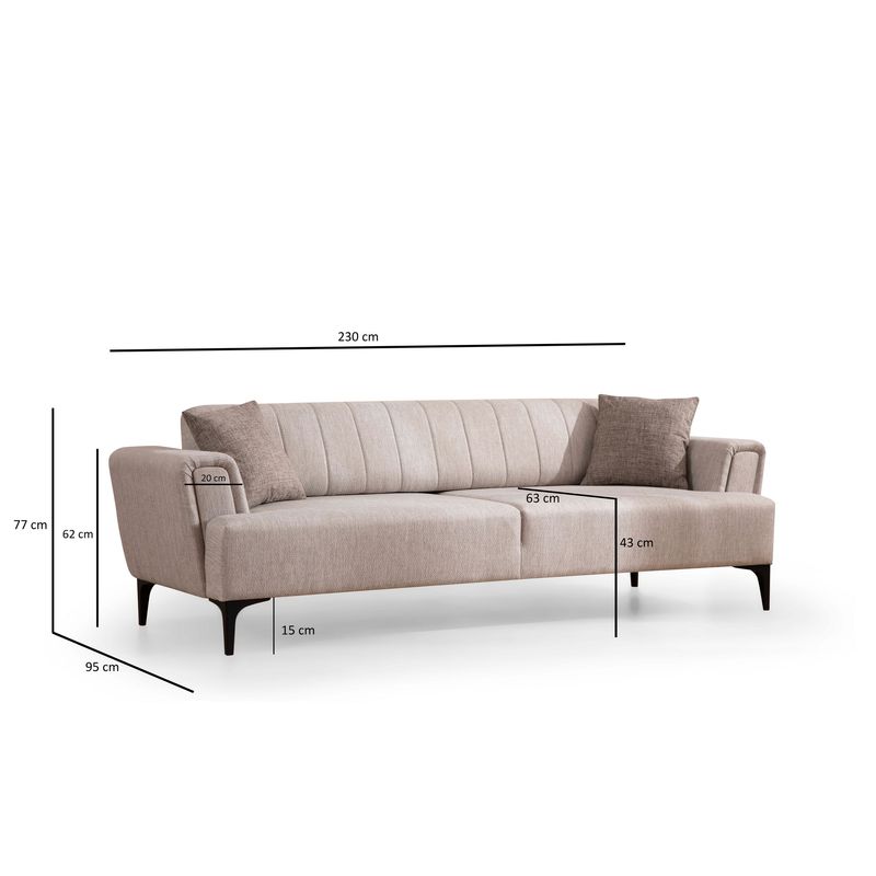 Casa si Gradina - Mobilier - Canapele si coltare - Canapele - Canapea extensibila 3 locuri, Atelier Del Sofa, lemn de fag, bej, 230x95x77 cm - Infinity.ro