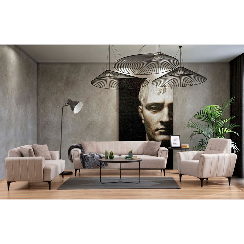 Casa si Gradina - Mobilier - Canapele si coltare - Canapele - Canapea extensibila 3 locuri, Atelier Del Sofa, lemn de fag, bej, 230x95x77 cm - Infinity.ro