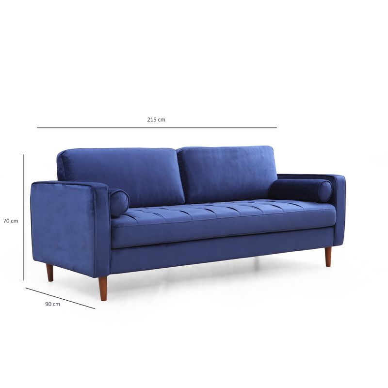 Casa si Gradina - Mobilier - Canapele si coltare - Canapele - Canapea 3 locuri, Atelier Del Sofa, lemn fag, albastru marin, 215x90x70 cm - Infinity.ro