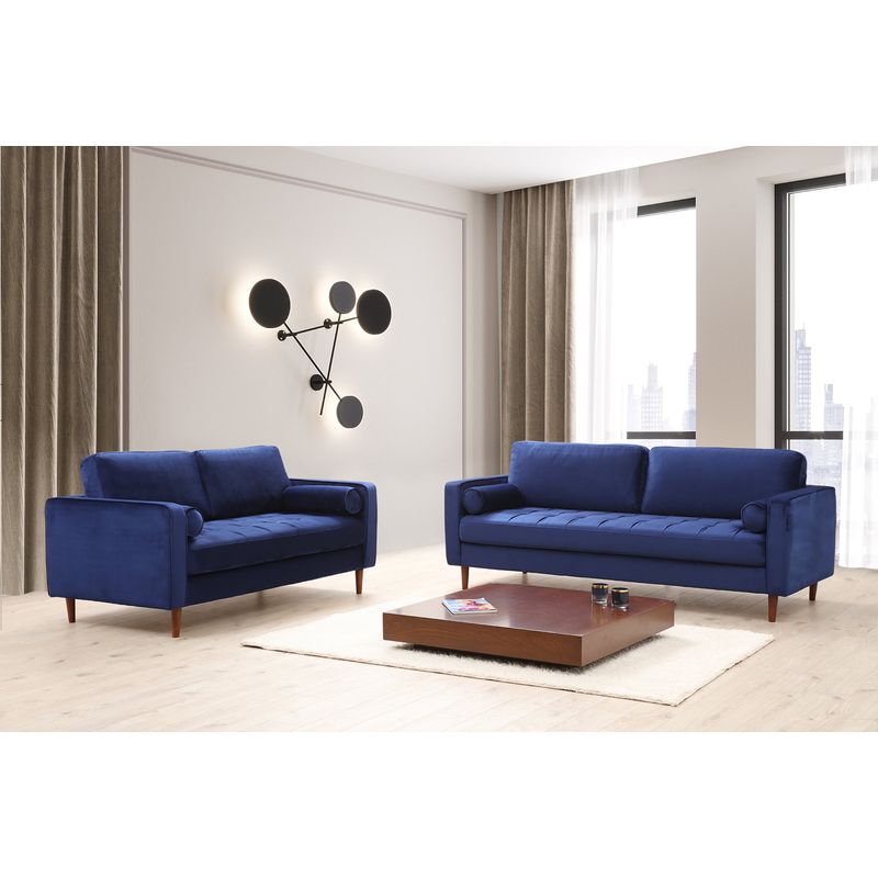 Casa si Gradina - Mobilier - Canapele si coltare - Canapele - Canapea 3 locuri, Atelier Del Sofa, lemn fag, albastru marin, 215x90x70 cm - Infinity.ro