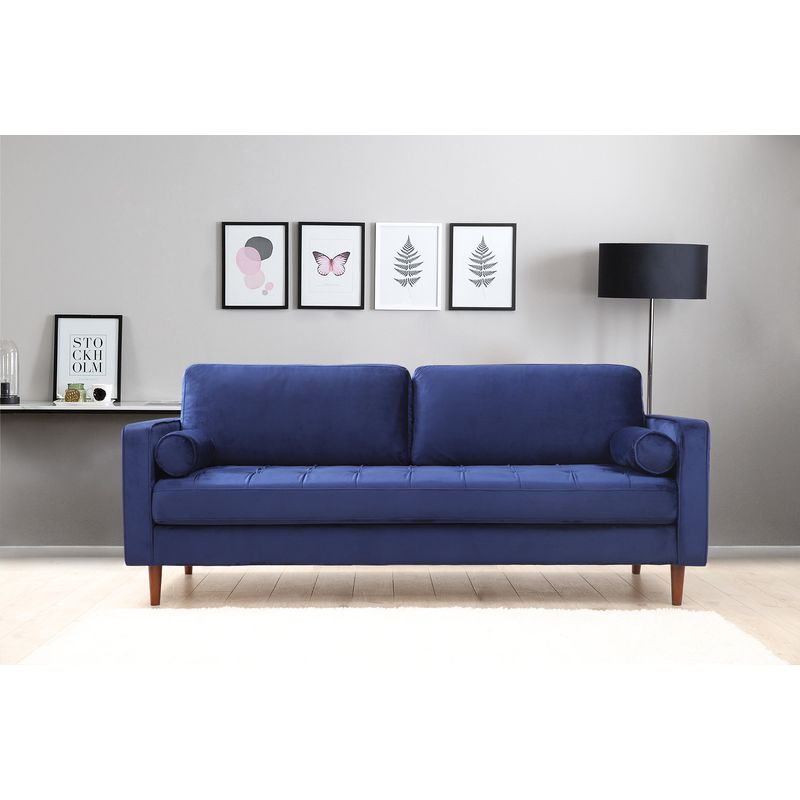 Casa si Gradina - Mobilier - Canapele si coltare - Canapele - Canapea 3 locuri, Atelier Del Sofa, lemn fag, albastru marin, 215x90x70 cm - Infinity.ro