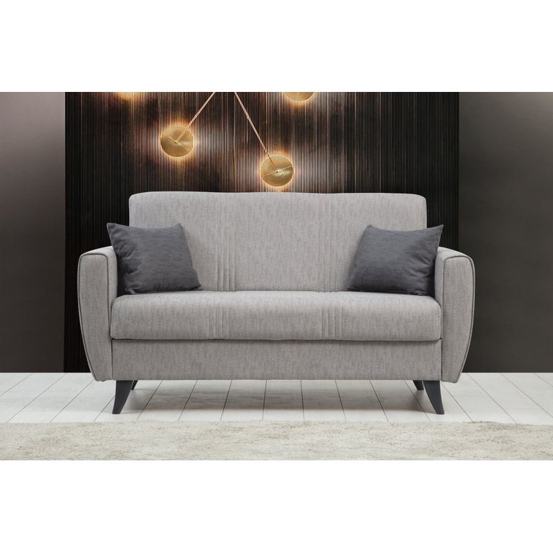 Casa si Gradina - Mobilier - Canapele si coltare - Canapele - Canapea extensibila 2 locuri, Atelier Del Sofa, cadru metal/lemn, gri deschis, 153x86x77 cm - Infinity.ro