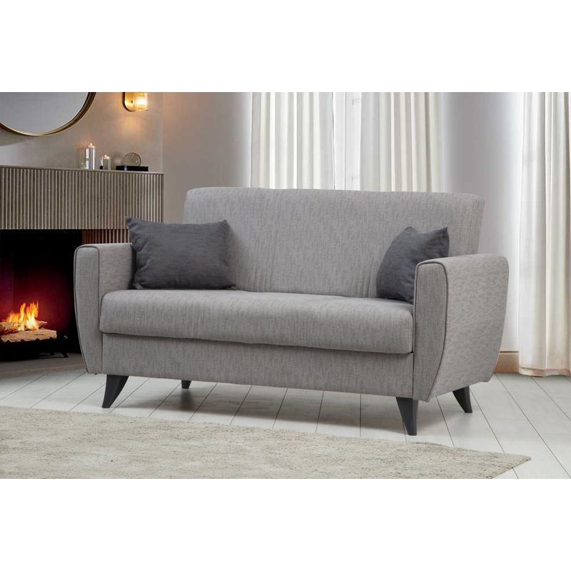 Casa si Gradina - Mobilier - Canapele si coltare - Canapele - Canapea extensibila 2 locuri, Atelier Del Sofa, cadru metal/lemn, gri deschis, 153x86x77 cm - Infinity.ro