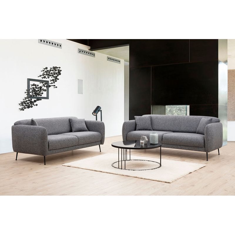 Casa si Gradina - Mobilier - Canapele si coltare - Canapele - Canapea extensibila, Hanah Home, lemn fag si PAL, gri, 214x98x85 cm - Infinity.ro