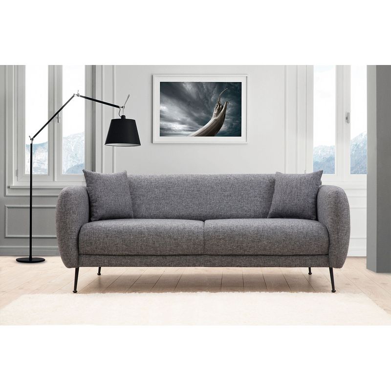 Casa si Gradina - Mobilier - Canapele si coltare - Canapele - Canapea extensibila, Hanah Home, lemn fag si PAL, gri, 214x98x85 cm - Infinity.ro