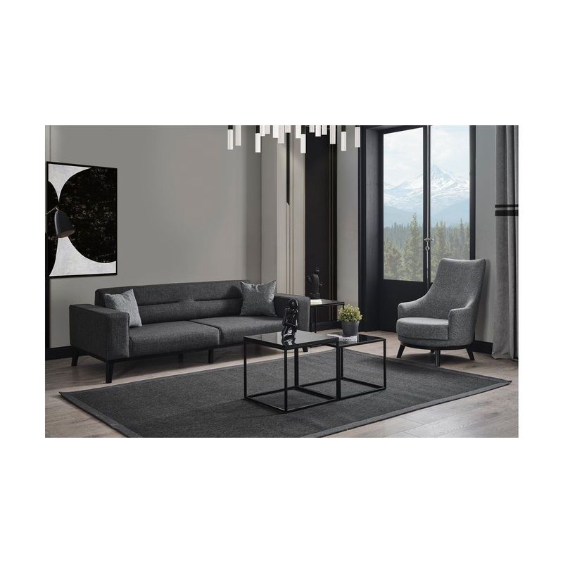 Casa si Gradina - Mobilier - Canapele si coltare - Canapele - Canapea extensibila, Atelier Del Sofa, lemn fag, antracit, 222x92x74 cm - Infinity.ro