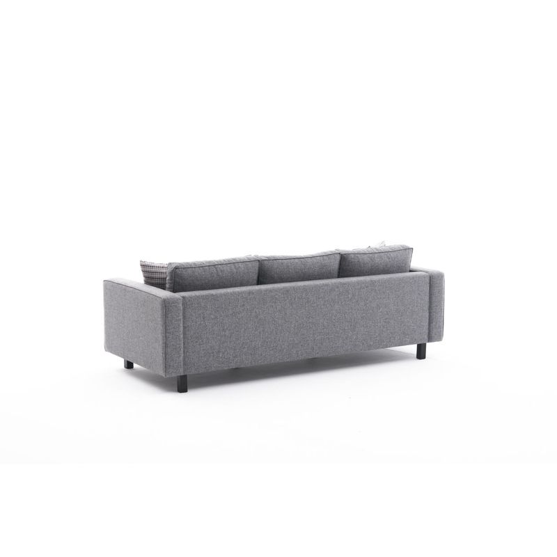 Casa si Gradina - Mobilier - Canapele si coltare - Canapele - Canapea 3 locuri, Hanah Home, lemn de fag, poliester si in, gri, 222x83x91 cm - Infinity.ro