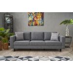 Casa si Gradina - Mobilier - Canapele si coltare - Canapele - Canapea 3 locuri, Hanah Home, lemn de fag, poliester si in, gri, 222x83x91 cm - Infinity.ro