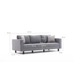 Casa si Gradina - Mobilier - Canapele si coltare - Canapele - Canapea 3 locuri, Hanah Home, lemn de fag, poliester si in, gri, 222x83x91 cm - Infinity.ro