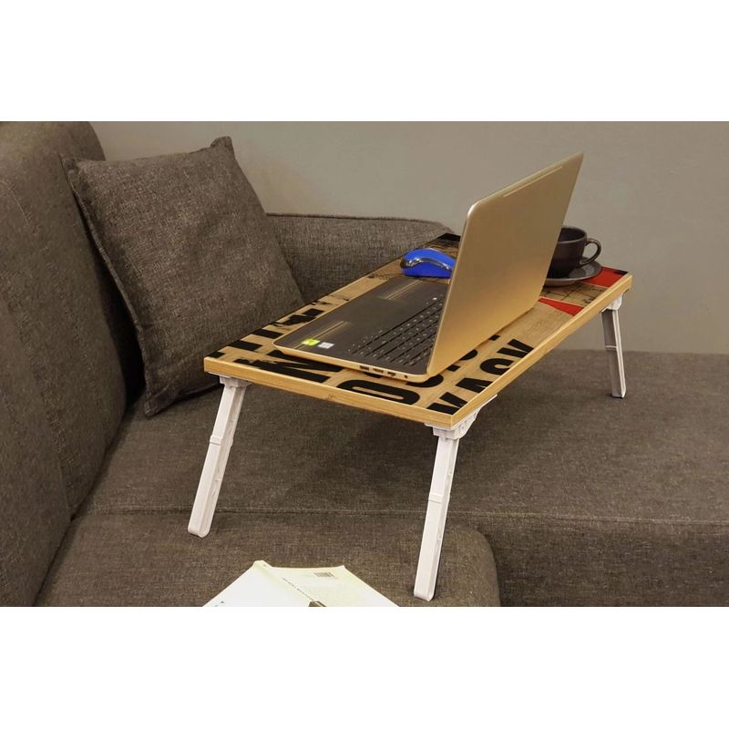 Casa si Gradina - Mobilier - Mese si birouri - Birouri - Birou pentru laptop, Hanah Home, pal melaminat, pin atlantic si negru, 60x35x24.5 cm - Infinity.ro
