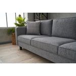 Casa si Gradina - Mobilier - Canapele si coltare - Canapele - Canapea 3 locuri, Hanah Home, lemn de fag, poliester si in, gri, 222x83x91 cm - Infinity.ro