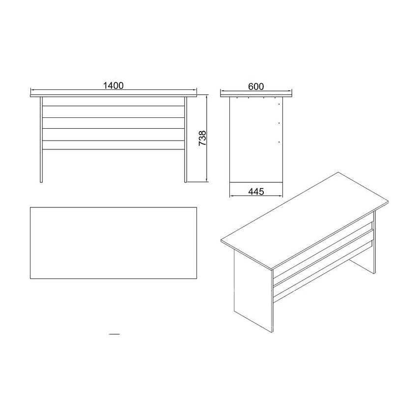 Casa si Gradina - Mobilier - Mese si birouri - Birouri - Birou de studiu, Hanah Home, pal melaminat, alb, 140x60x73.8 cm - Infinity.ro