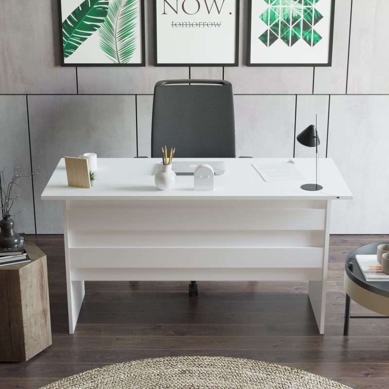 Casa si Gradina - Mobilier - Mese si birouri - Birouri - Birou de studiu, Hanah Home, pal melaminat, alb, 140x60x73.8 cm - Infinity.ro