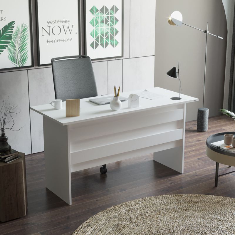 Casa si Gradina - Mobilier - Mese si birouri - Birouri - Birou de studiu, Hanah Home, pal melaminat, alb, 140x60x73.8 cm - Infinity.ro