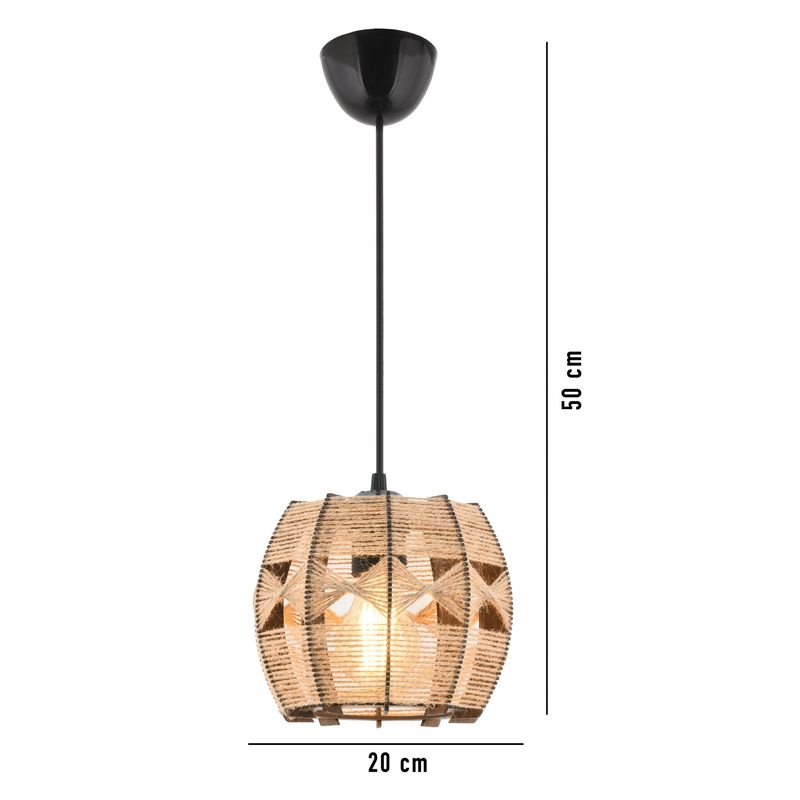 Casa si Gradina - Corpuri si surse de iluminat - Lustre si pendule - Candelabru, Opviq, lemn, iuta, camel, 20x20x60 cm - Infinity.ro