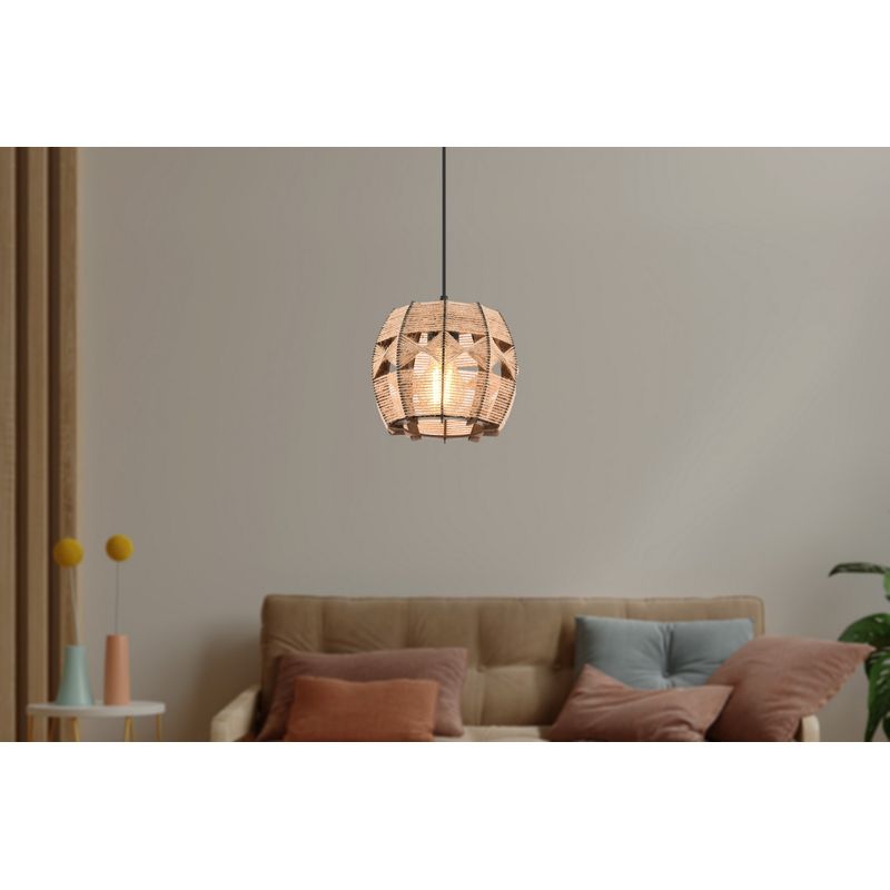 Casa si Gradina - Corpuri si surse de iluminat - Lustre si pendule - Candelabru, Opviq, lemn, iuta, camel, 20x20x60 cm - Infinity.ro