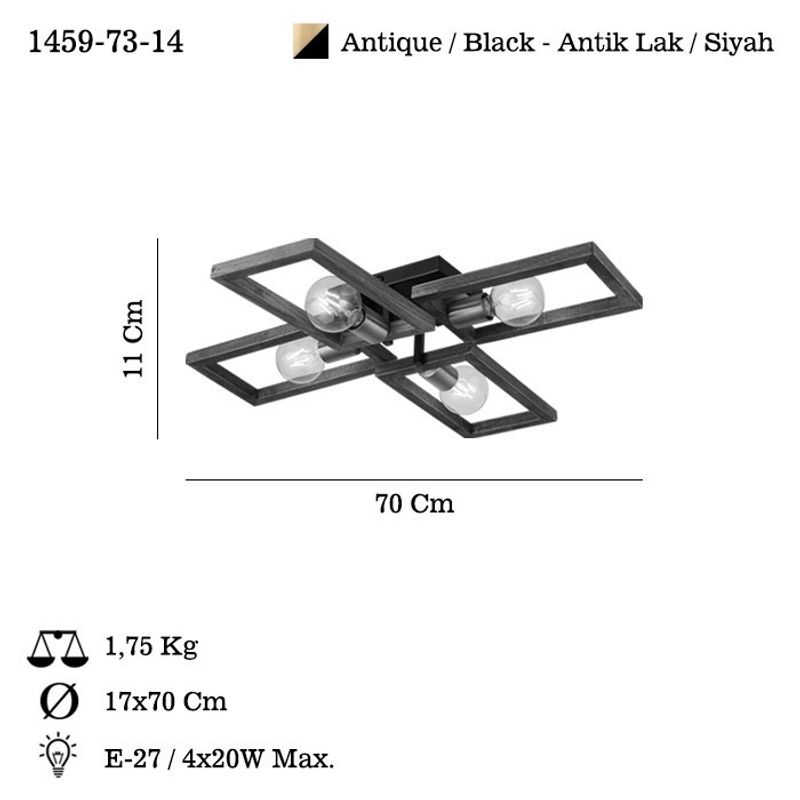 Casa si Gradina - Corpuri si surse de iluminat - Lustre si pendule - Candelabru, Opviq, metal si lemn, antichizat si negru, 13x20x3 cm, inaltime 12 cm - Infinity.ro