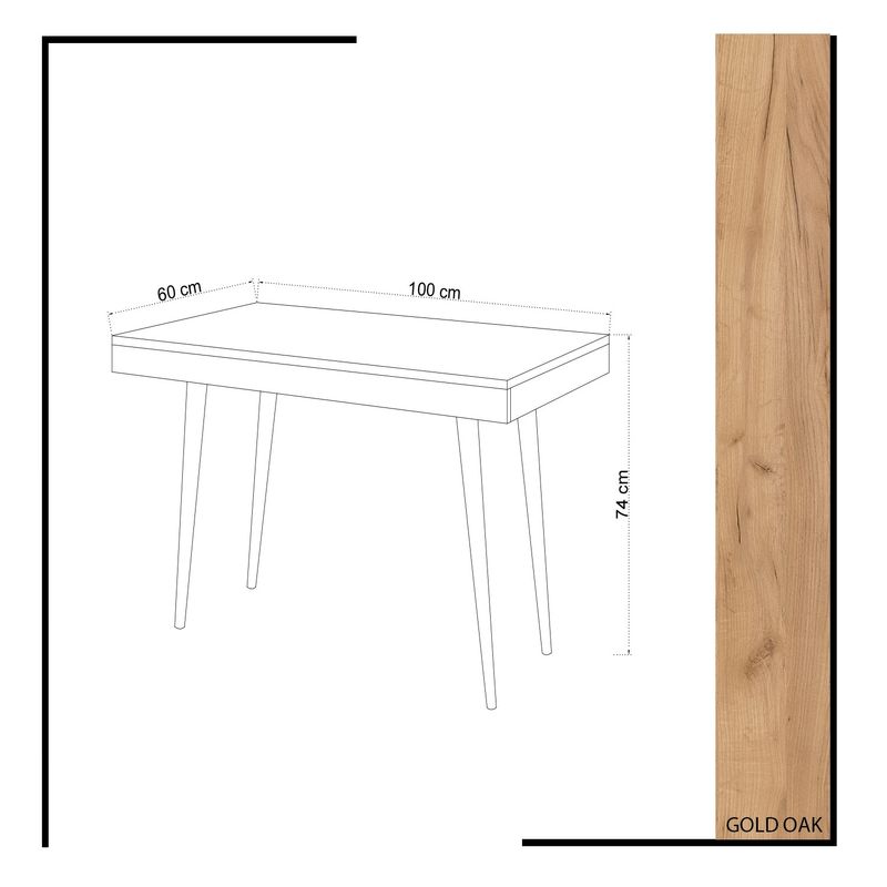 Casa si Gradina - Mobilier - Mese si birouri - Birouri - Birou de studiu, Hanah Home, pal melaminat, stejar si alb, 100x60x74 cm - Infinity.ro