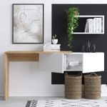 Casa si Gradina - Mobilier - Mese si birouri - Birouri - Birou de studiu, Hanah Home, pal melaminat, alb stejar, 145x74x45 cm - Infinity.ro