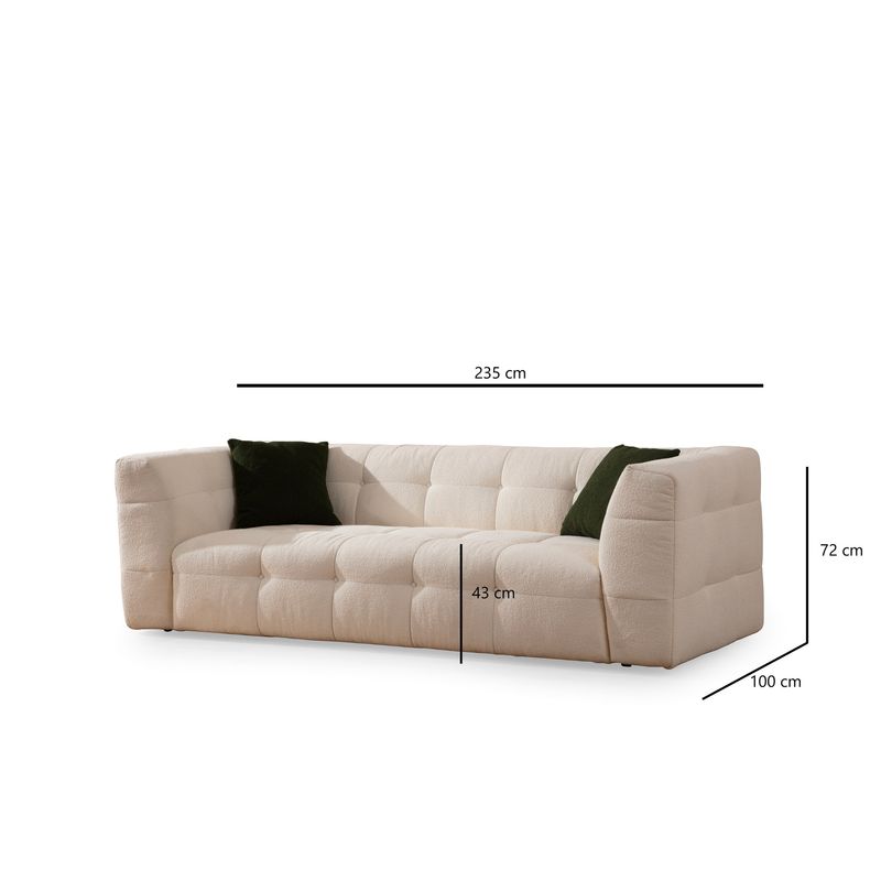 Casa si Gradina - Mobilier - Canapele si coltare - Canapele - Canapea 3 locuri, Hanah Home, lemn fag si pal, bej, 235x100x72 cm - Infinity.ro