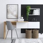 Casa si Gradina - Mobilier - Mese si birouri - Birouri - Birou de studiu, Hanah Home, pal melaminat, alb stejar, 145x74x45 cm - Infinity.ro