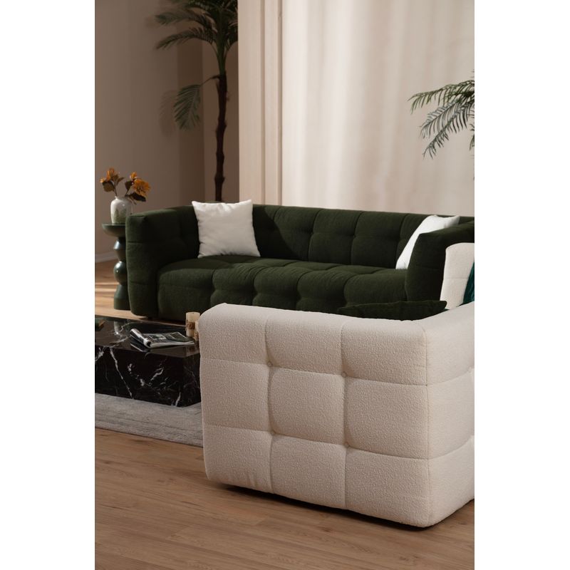 Casa si Gradina - Mobilier - Canapele si coltare - Canapele - Canapea 3 locuri, Hanah Home, lemn fag si pal, bej, 235x100x72 cm - Infinity.ro
