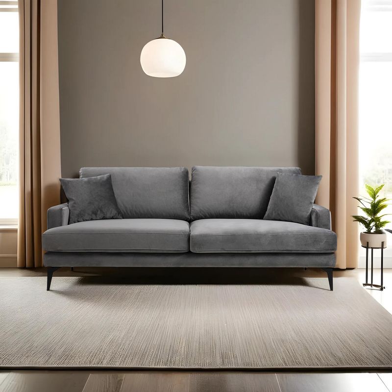 Casa si Gradina - Mobilier - Canapele si coltare - Canapele - Canapea 3 locuri, Hanah Home, lemn fag si pal, gri, 205x90x88 cm - Infinity.ro