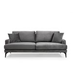 Casa si Gradina - Mobilier - Canapele si coltare - Canapele - Canapea 3 locuri, Hanah Home, lemn fag si pal, gri, 205x90x88 cm - Infinity.ro
