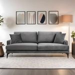 Casa si Gradina - Mobilier - Canapele si coltare - Canapele - Canapea 3 locuri, Hanah Home, lemn fag si pal, gri, 205x90x88 cm - Infinity.ro