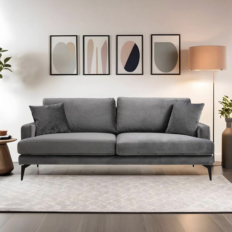 Casa si Gradina - Mobilier - Canapele si coltare - Canapele - Canapea 3 locuri, Hanah Home, lemn fag si pal, gri, 205x90x88 cm - Infinity.ro
