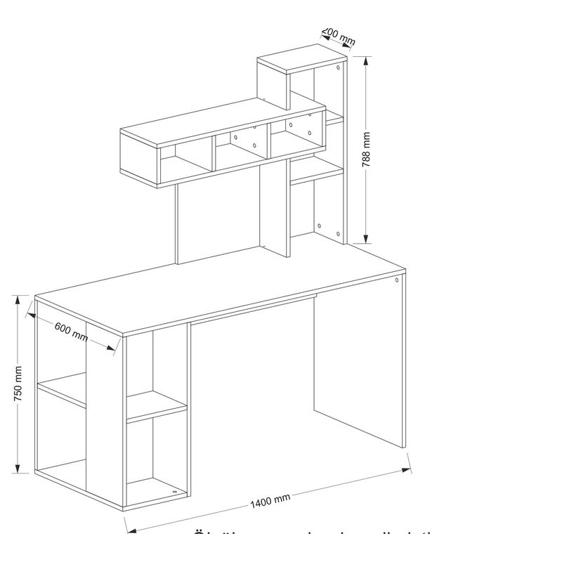 Casa si Gradina - Mobilier - Mese si birouri - Birouri - Birou de studiu, Hanah Home, pal melaminat, alb, 140x60x153.8 cm - Infinity.ro
