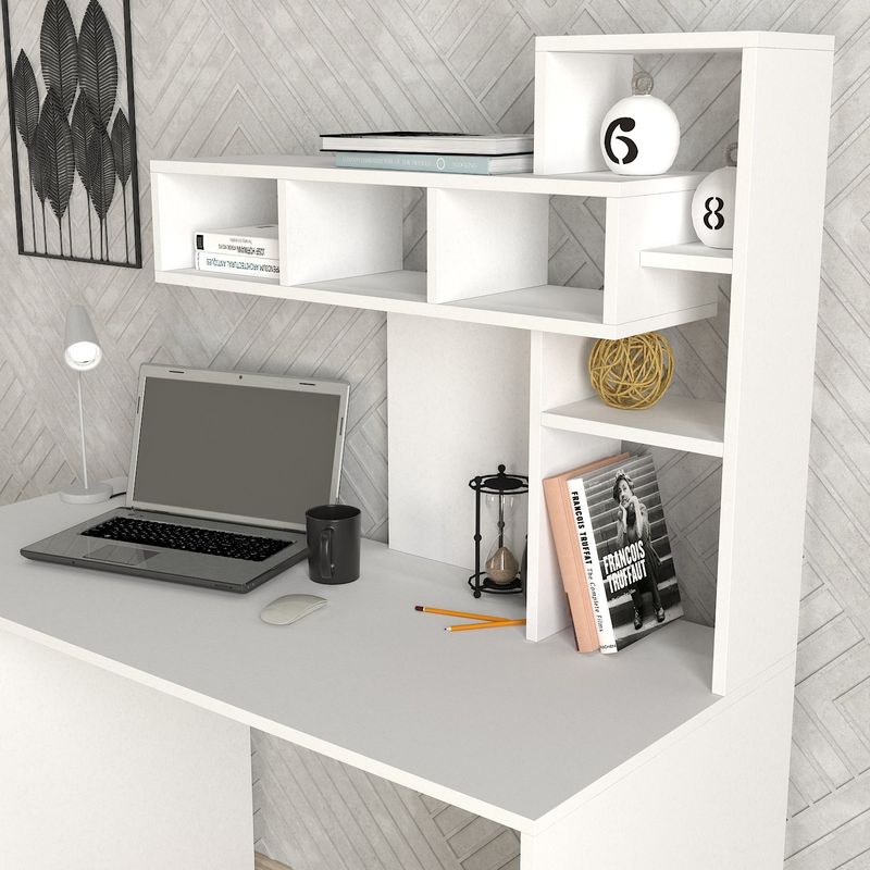 Casa si Gradina - Mobilier - Mese si birouri - Birouri - Birou de studiu, Hanah Home, pal melaminat, alb, 140x60x153.8 cm - Infinity.ro