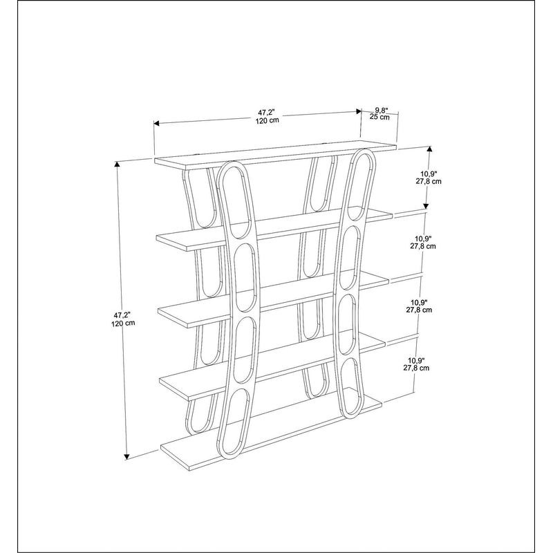 Casa si Gradina - Mobilier - Biblioteci si rafturi - Biblioteci - Biblioteca, Hanah Home, pal melaminat, negru si auriu, 120x25x120 cm - Infinity.ro
