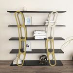 Casa si Gradina - Mobilier - Biblioteci si rafturi - Biblioteci - Biblioteca, Hanah Home, pal melaminat, negru si auriu, 120x25x120 cm - Infinity.ro