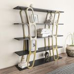 Casa si Gradina - Mobilier - Biblioteci si rafturi - Biblioteci - Biblioteca, Hanah Home, pal melaminat, negru si auriu, 120x25x120 cm - Infinity.ro