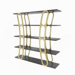 Casa si Gradina - Mobilier - Biblioteci si rafturi - Biblioteci - Biblioteca, Hanah Home, pal melaminat, negru si auriu, 120x25x120 cm - Infinity.ro