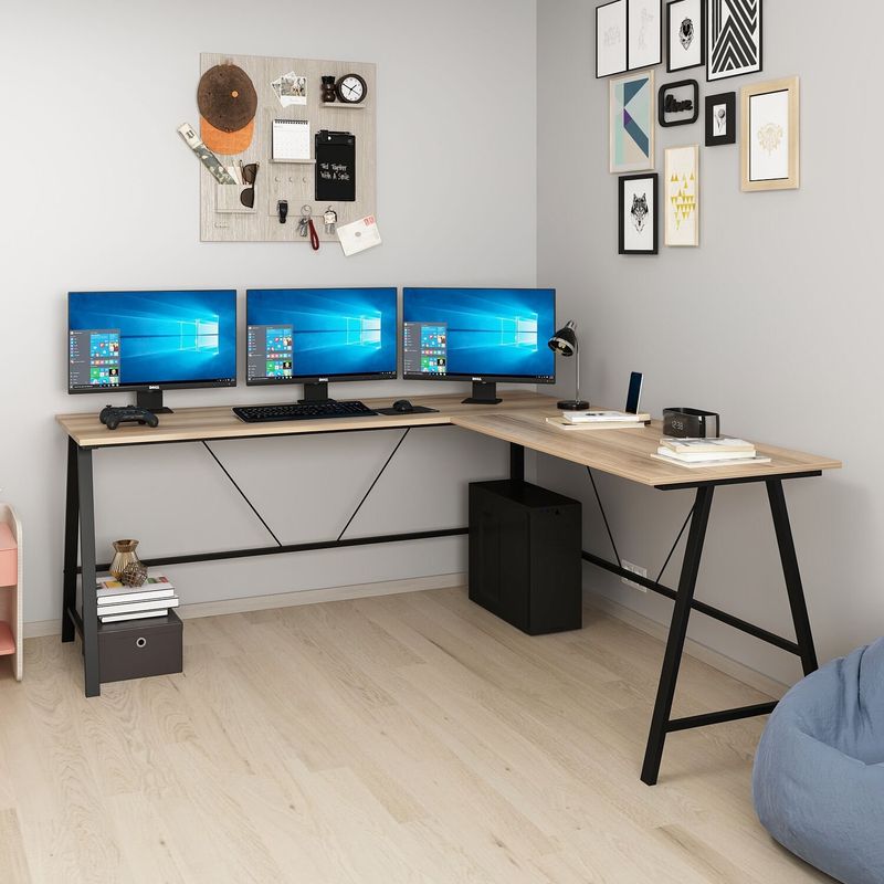 Casa si Gradina - Mobilier - Mese si birouri - Birouri - Birou de studiu, Hanah Home, pal melaminat, dore, 180x60x76 cm - Infinity.ro