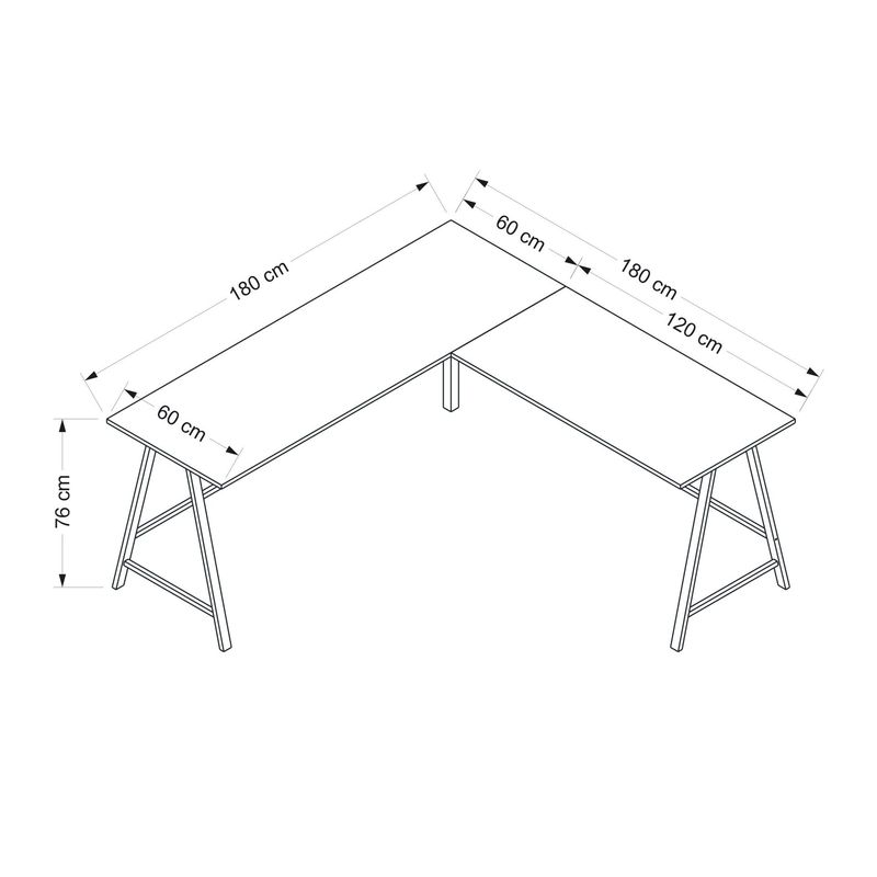 Casa si Gradina - Mobilier - Mese si birouri - Birouri - Birou de studiu, Hanah Home, pal melaminat, dore, 180x60x76 cm - Infinity.ro