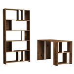 Casa si Gradina - Mobilier - Mese si birouri - Birouri - Birou cu rafturi, Hanah Home, pal melaminat, nuc si alb, 120x60x75.4 cm - Infinity.ro