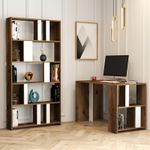 Casa si Gradina - Mobilier - Mese si birouri - Birouri - Birou cu rafturi, Hanah Home, pal melaminat, nuc si alb, 120x60x75.4 cm - Infinity.ro