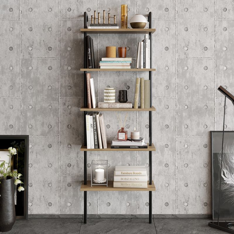 Casa si Gradina - Mobilier - Biblioteci si rafturi - Biblioteci - Biblioteca, Hanah Home, pal melaminat, nuc si negru, 60x22x174 cm, 541HDL1306 - Infinity.ro