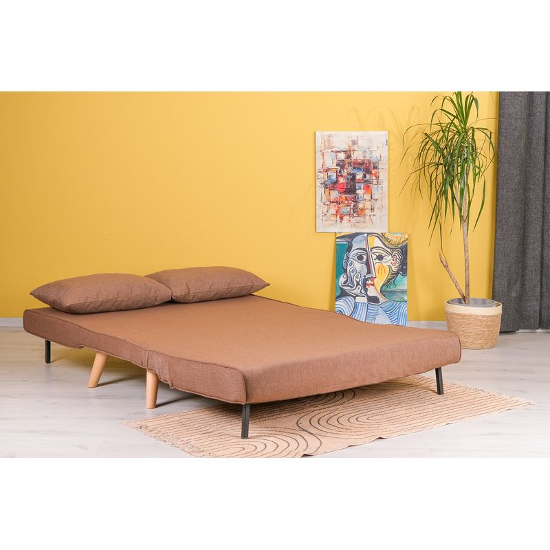 Casa si Gradina - Mobilier - Canapele si coltare - Canapele - Canapea extensibila, Hanah Home, metal si poliester, maro, 120x79x80 cm - Infinity.ro