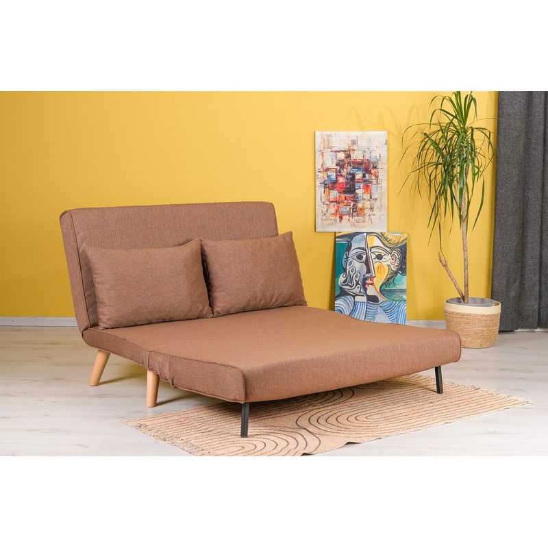 Casa si Gradina - Mobilier - Canapele si coltare - Canapele - Canapea extensibila, Hanah Home, metal si poliester, maro, 120x79x80 cm - Infinity.ro