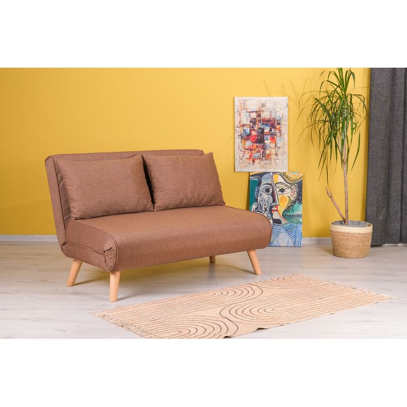 Casa si Gradina - Mobilier - Canapele si coltare - Canapele - Canapea extensibila, Hanah Home, metal si poliester, maro, 120x79x80 cm - Infinity.ro
