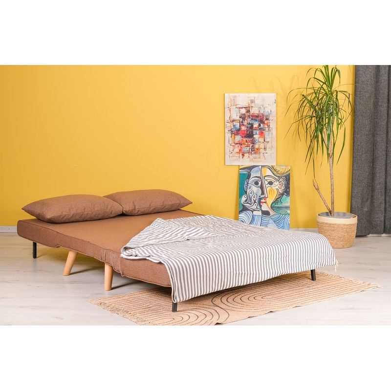 Casa si Gradina - Mobilier - Canapele si coltare - Canapele - Canapea extensibila, Hanah Home, metal si poliester, maro, 120x79x80 cm - Infinity.ro