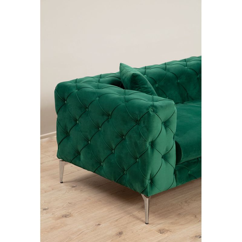 Casa si Gradina - Mobilier - Canapele si coltare - Canapele - Canapea 3 locuri, Hanah Home, lemn fag si pal, verde, 237x90x70 cm - Infinity.ro