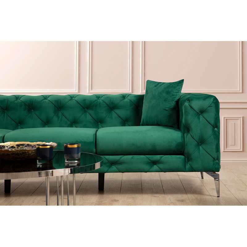 Casa si Gradina - Mobilier - Canapele si coltare - Canapele - Canapea 3 locuri, Hanah Home, lemn fag si pal, verde, 237x90x70 cm - Infinity.ro